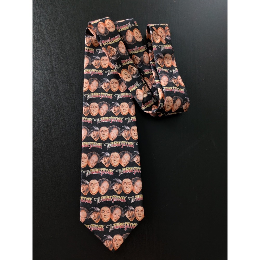 Ralph Marlin‎ The 3 Stooges Head Print All Over Print Color Tie Necktie